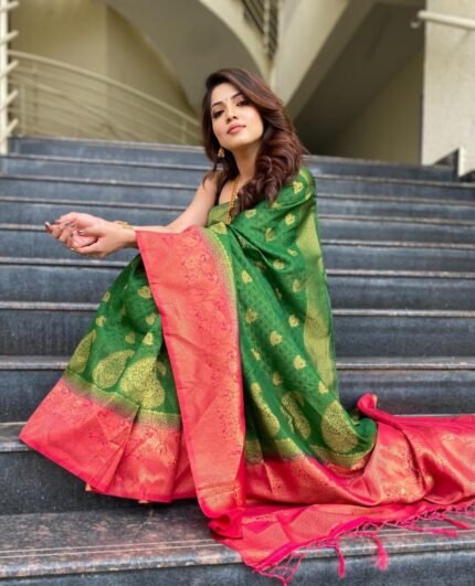 Beautiful Zari Weaving Designer Pure Silk Saree